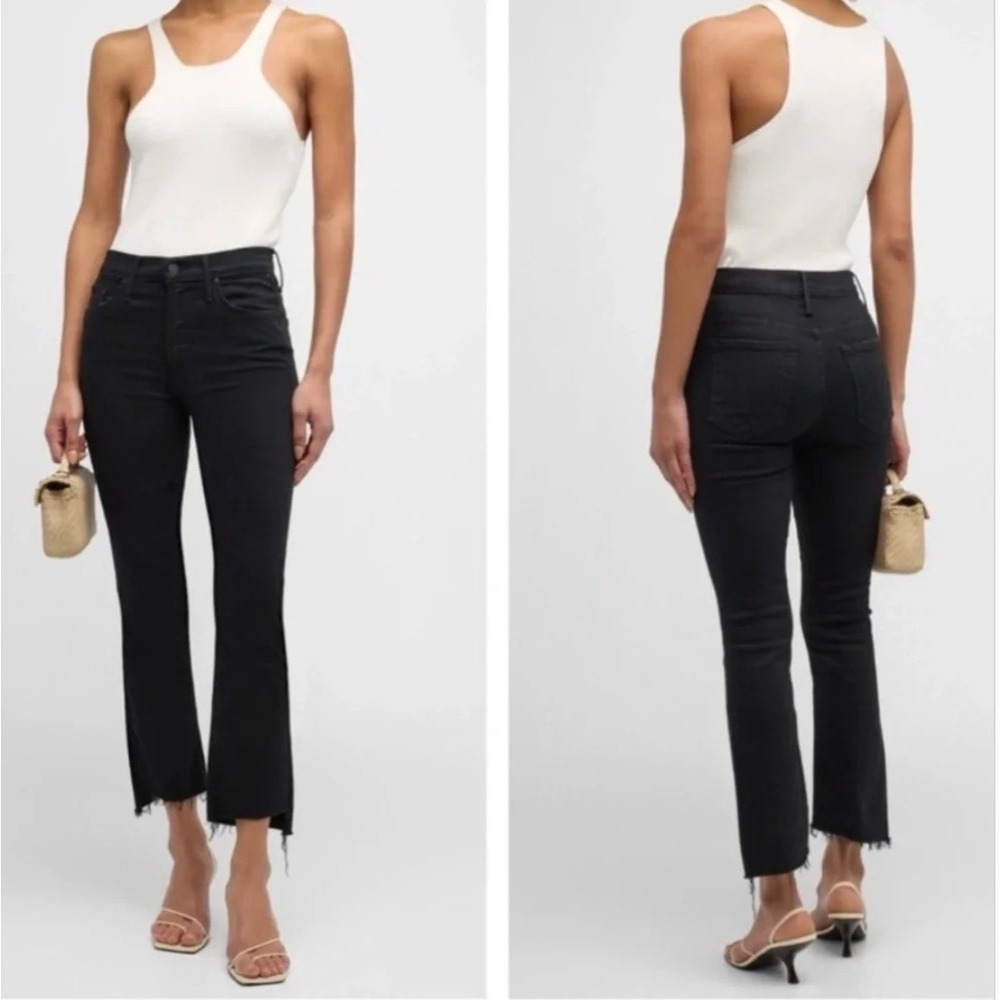 Mother The Hustler Ankle Fray Jeans Encounters At Night Black Size 27 Raw Hem